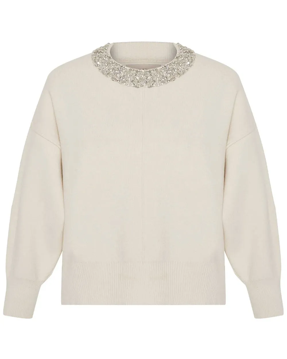 Ivory Nomia Embellished Oversized Pullover