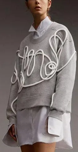 Jersey Sweatshirt with Rope Detail in Grey