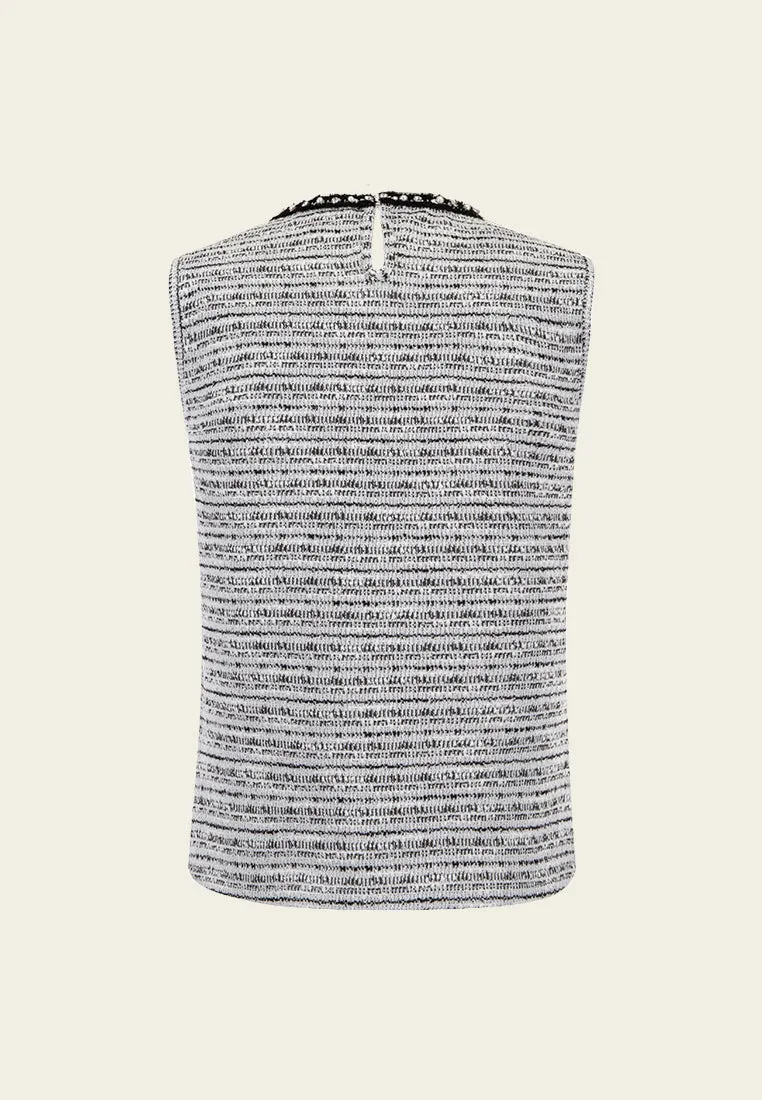 Knitted Mixed Lurex-detail Embellished Sleeveless Top