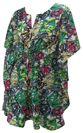 LA LEELA Soft fabric Printed Spring Summer Cover Up OSFM 8-14 [M-L] Green_2223