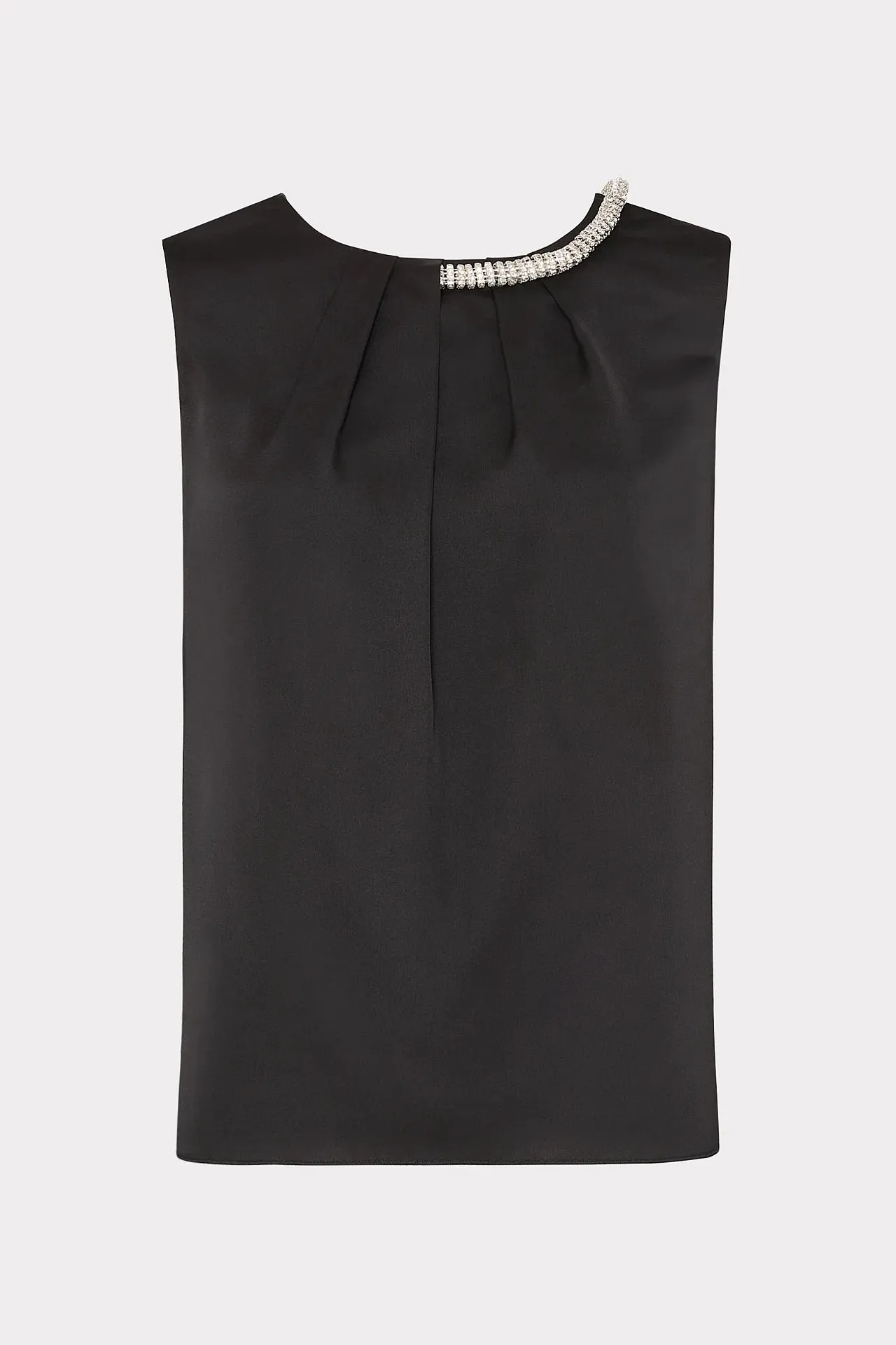 Lily Satin Crystal Embellished Top - Black