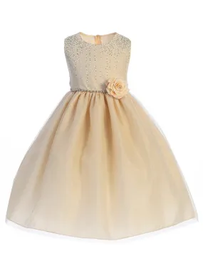 Little Girls Champagne Glitter Easter Flower Girl Dress 2T-6