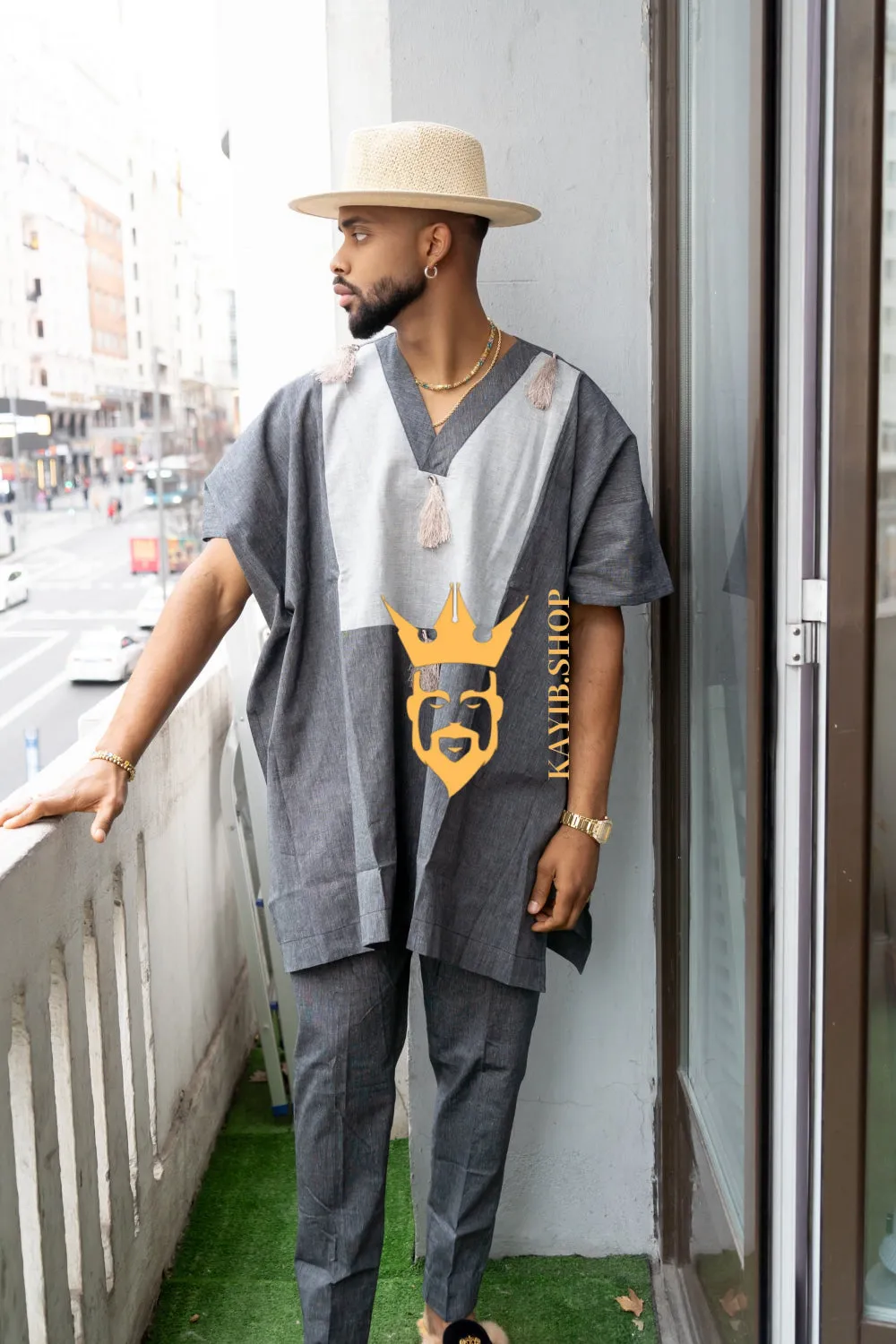 Luxury Elysian Linen: Handcrafted Kimono-Inspired Men's Top