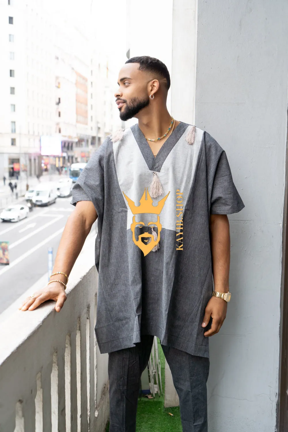 Luxury Elysian Linen: Handcrafted Kimono-Inspired Men's Top