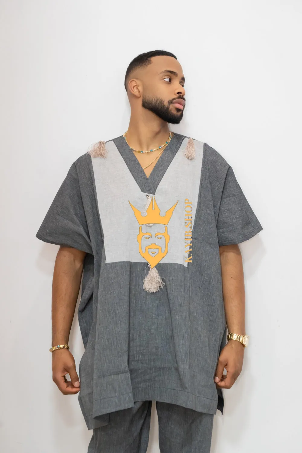 Luxury Elysian Linen: Handcrafted Kimono-Inspired Men's Top