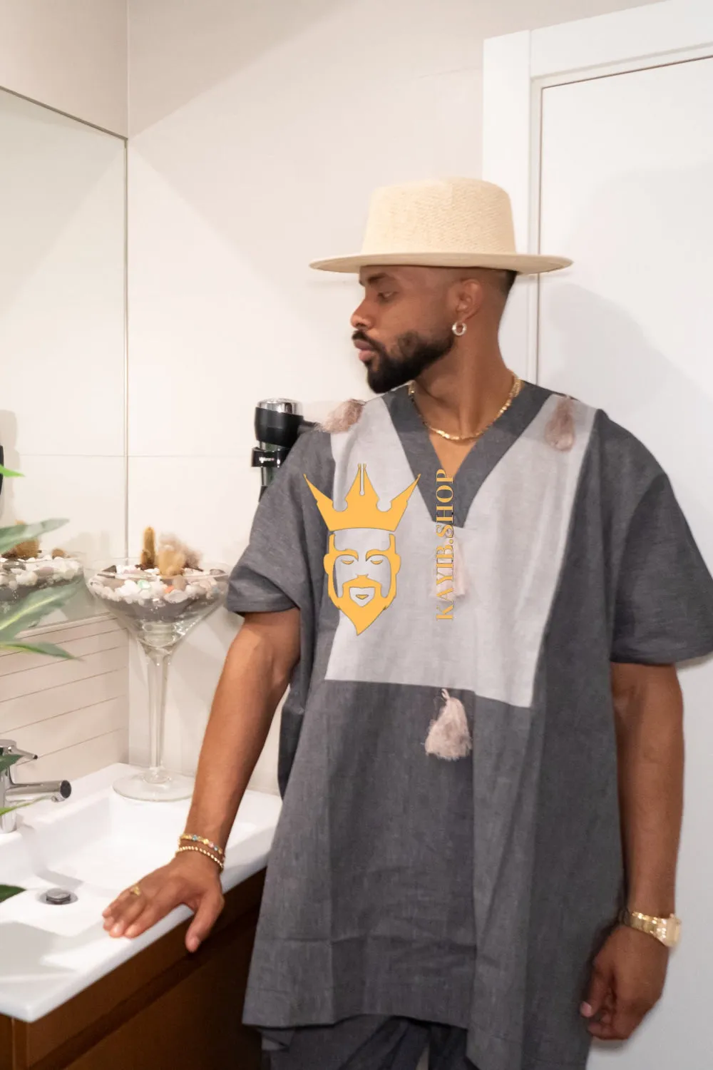 Luxury Elysian Linen: Handcrafted Kimono-Inspired Men's Top