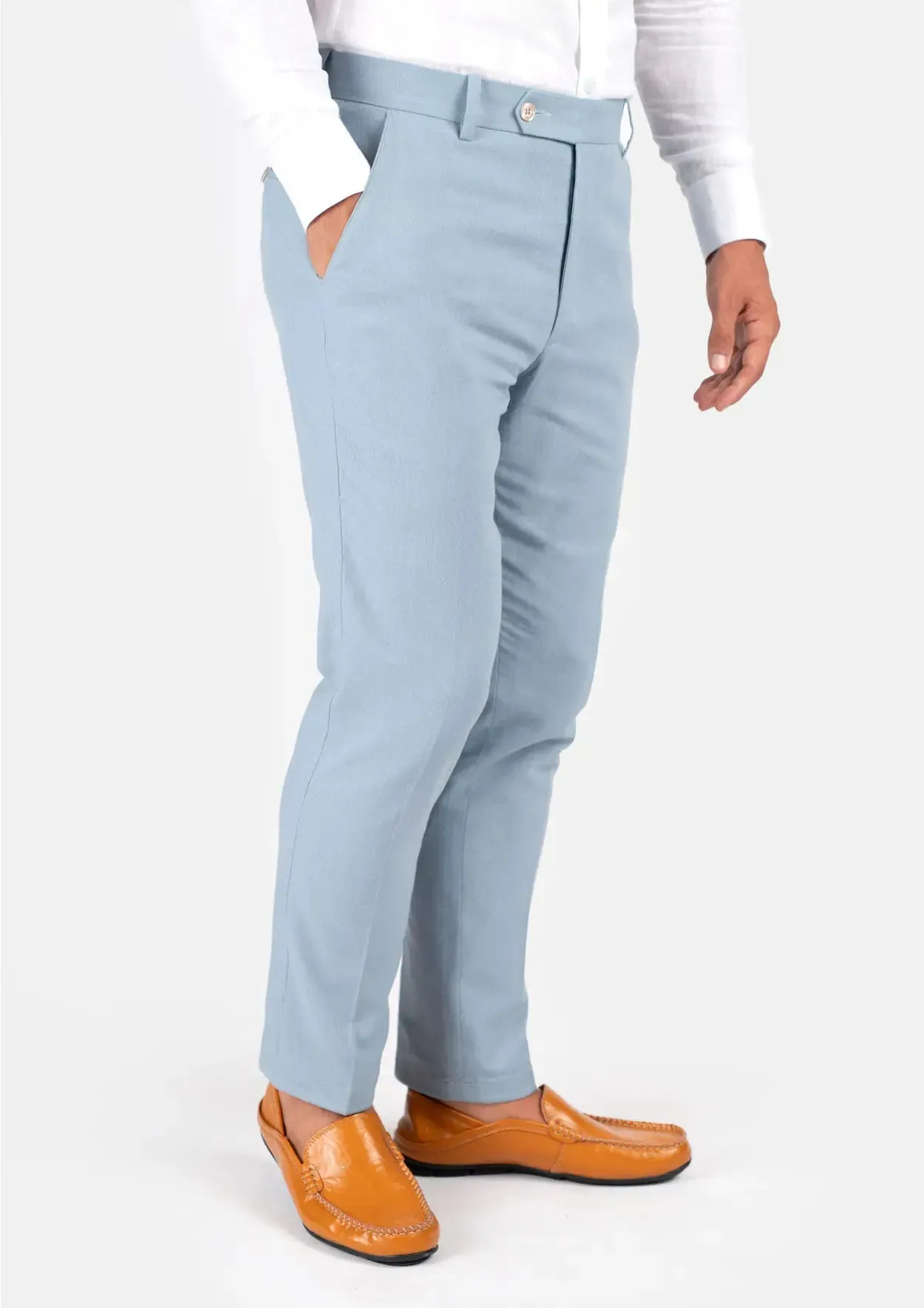 Maya Blue Linen Blend Pants