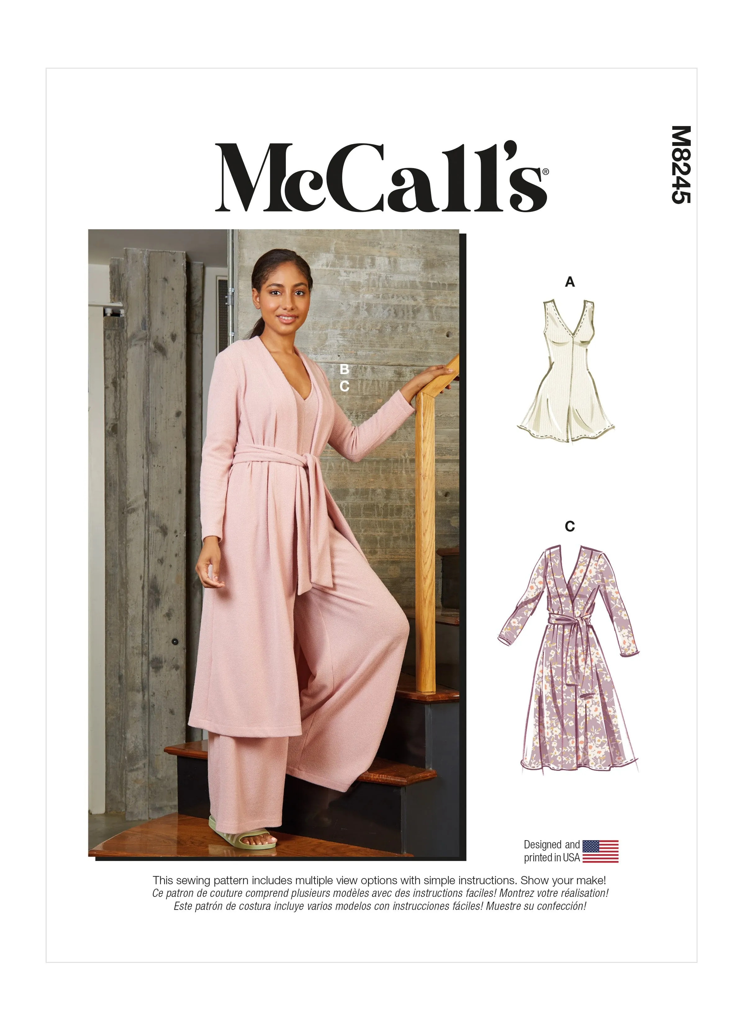 McCall's sewing pattern 8245 Misses' Romper, Jumpsuit, Robe and Sash