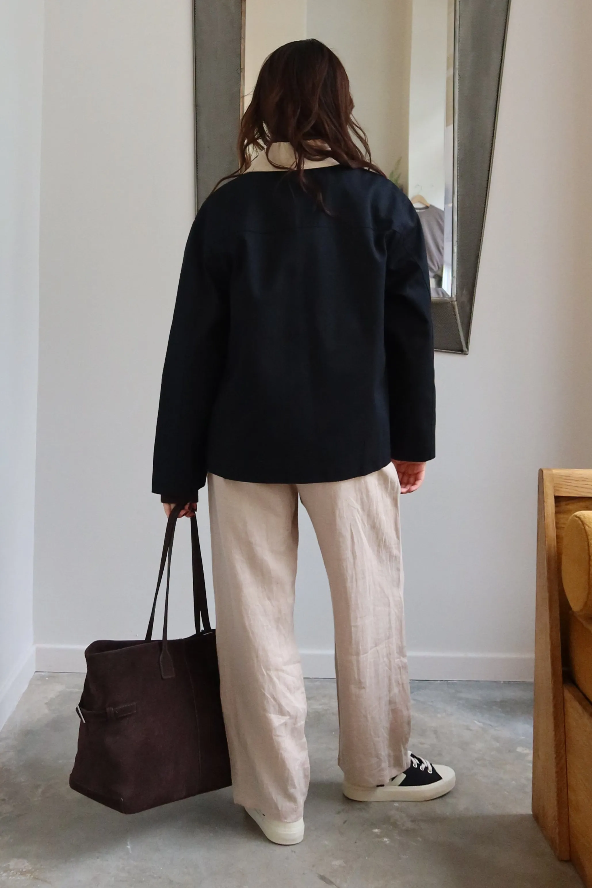 Natural Barrel Leg Linen Pant