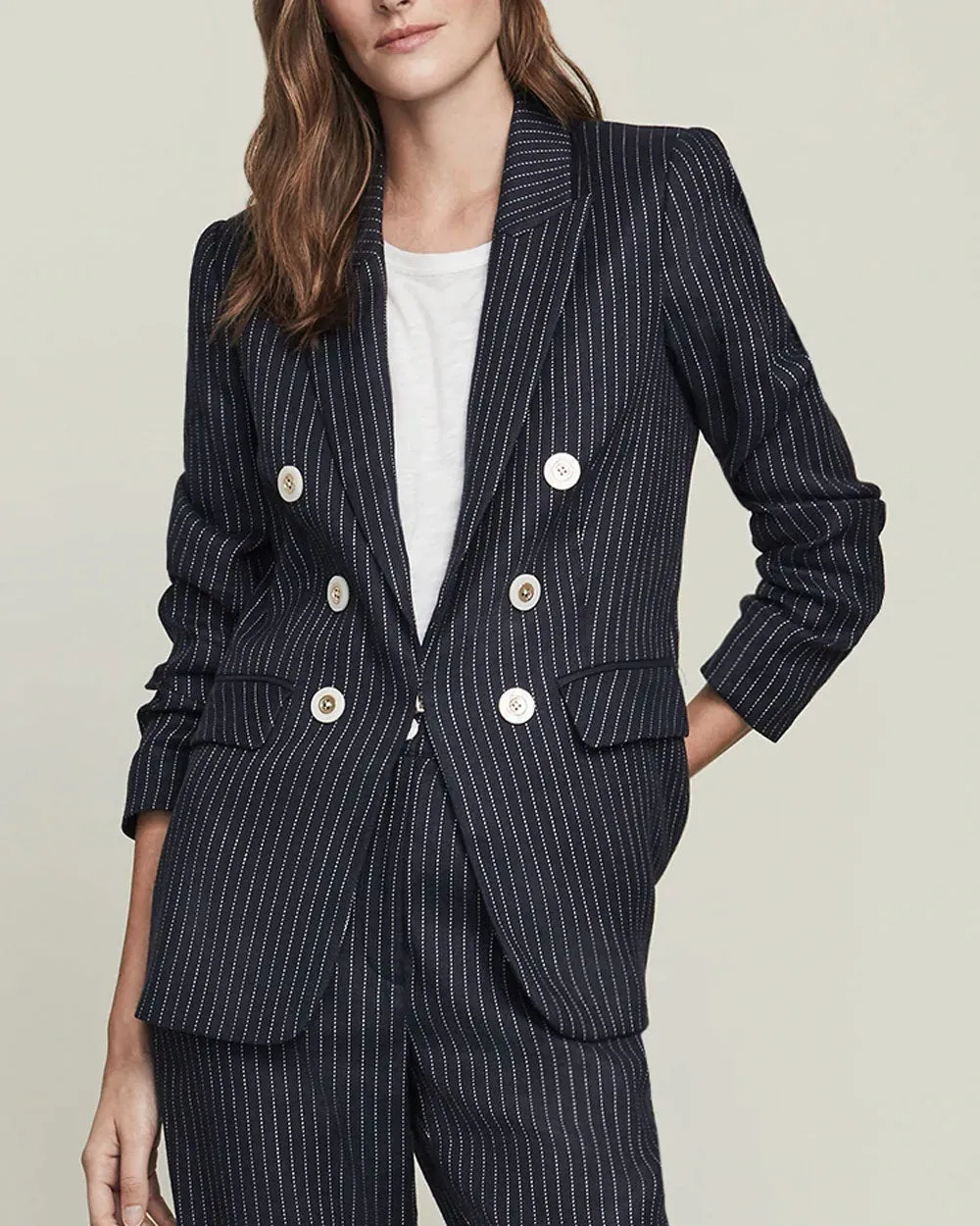 Navy and White Pinstripe Beacon Dickey Jacket