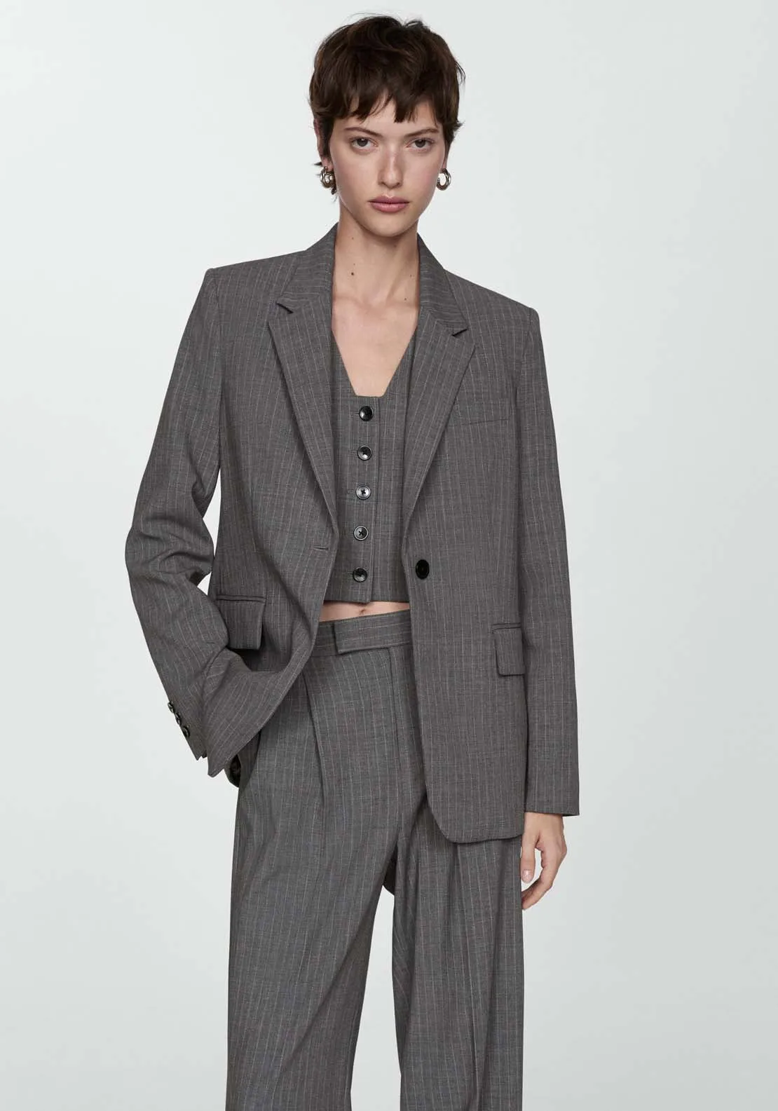 Pinstripe suit blazer - Gray