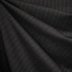 Pinstripe Superfine Wool Suiting Graphite