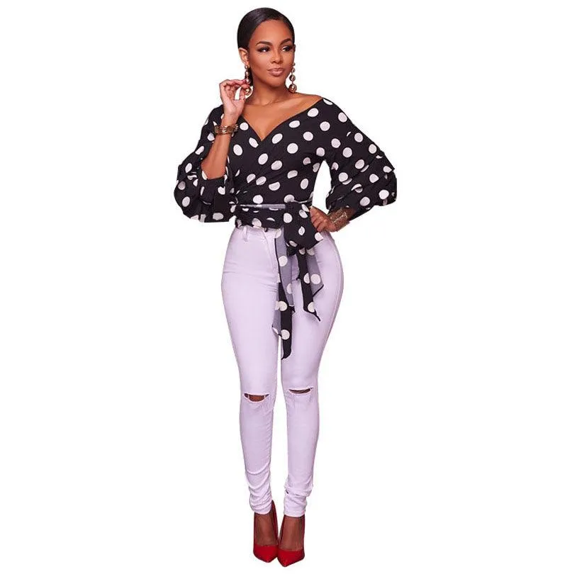 POLKA DOT WRAP BLOUSE