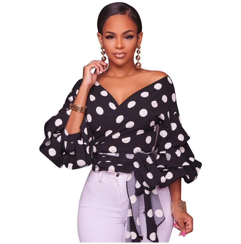 POLKA DOT WRAP BLOUSE