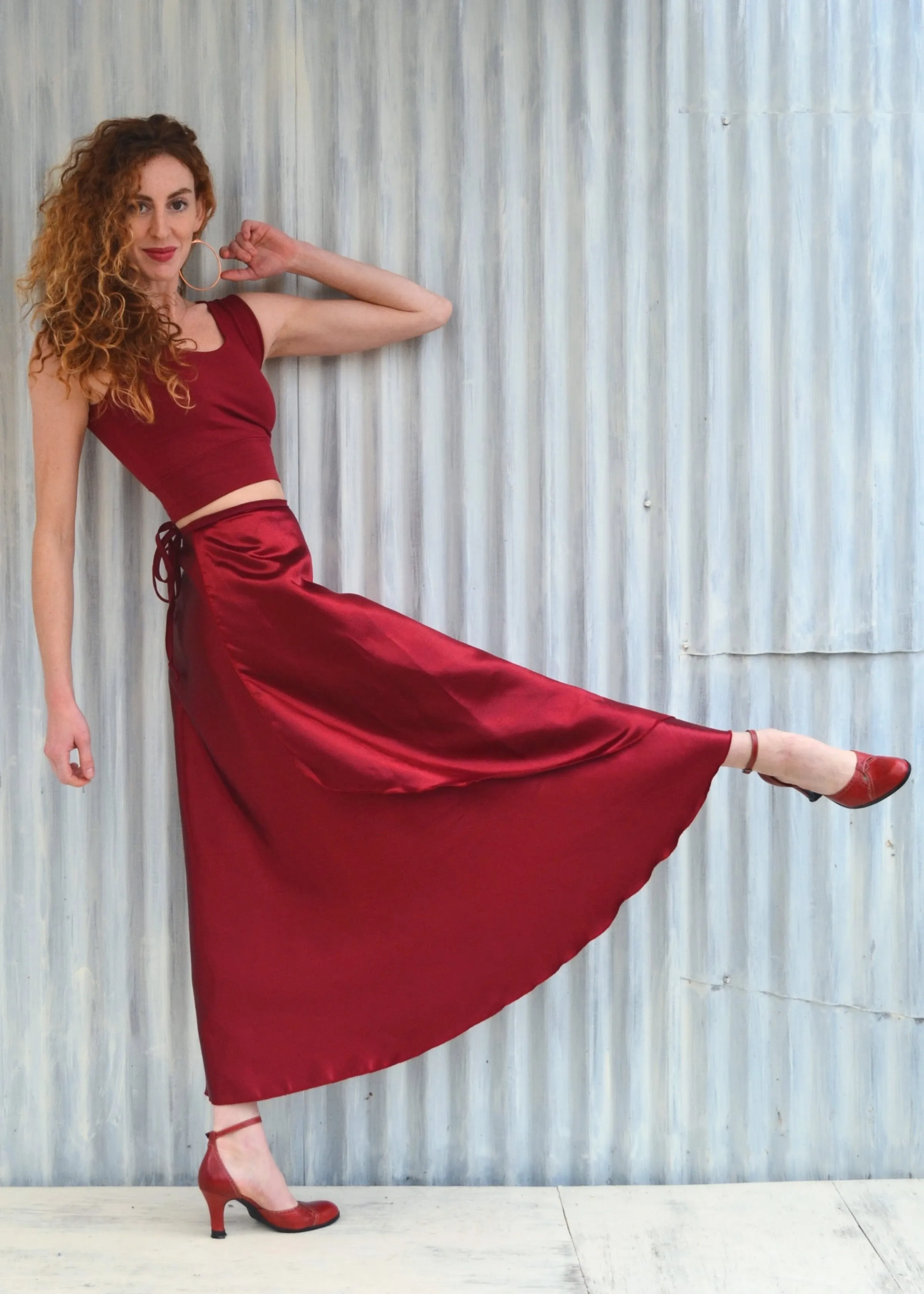 Red Velda Wrap Skirt