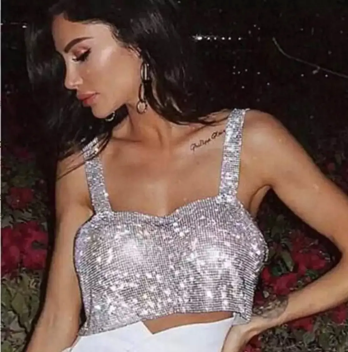 Rhinestone crop tank