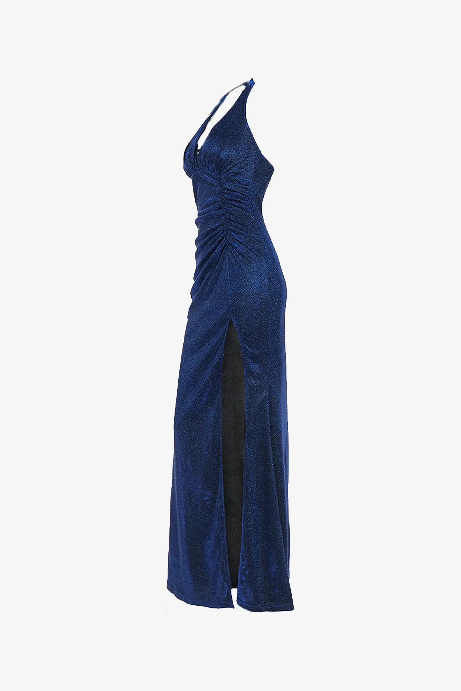 Royal Blue Glitter Halter Maxi Dress