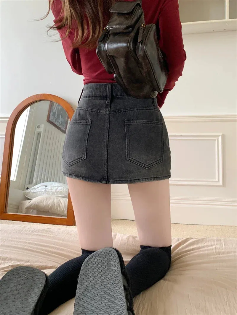 Sexy Denim Waist Fashion Summer Retro High New Washed Street Mini Skirt