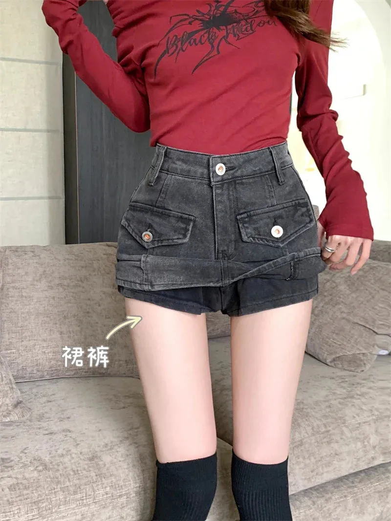 Sexy Denim Waist Fashion Summer Retro High New Washed Street Mini Skirt