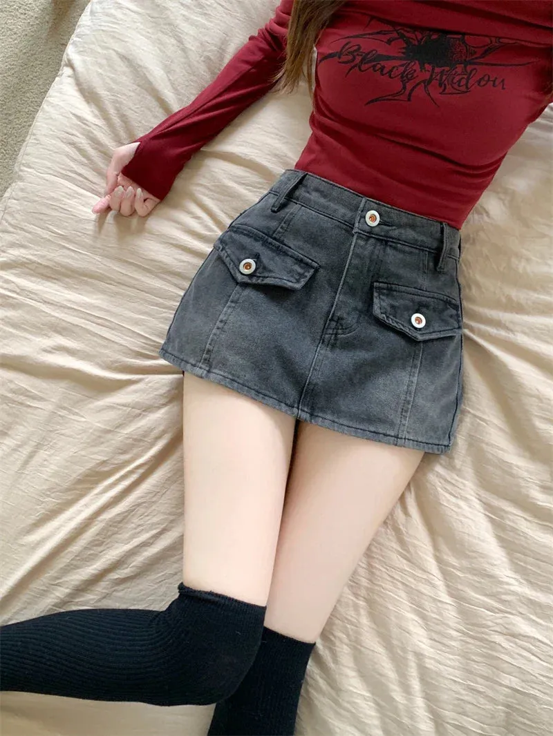 Sexy Denim Waist Fashion Summer Retro High New Washed Street Mini Skirt