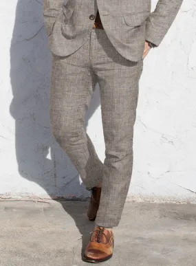 Solbiati Herringbone Brown Linen Pants