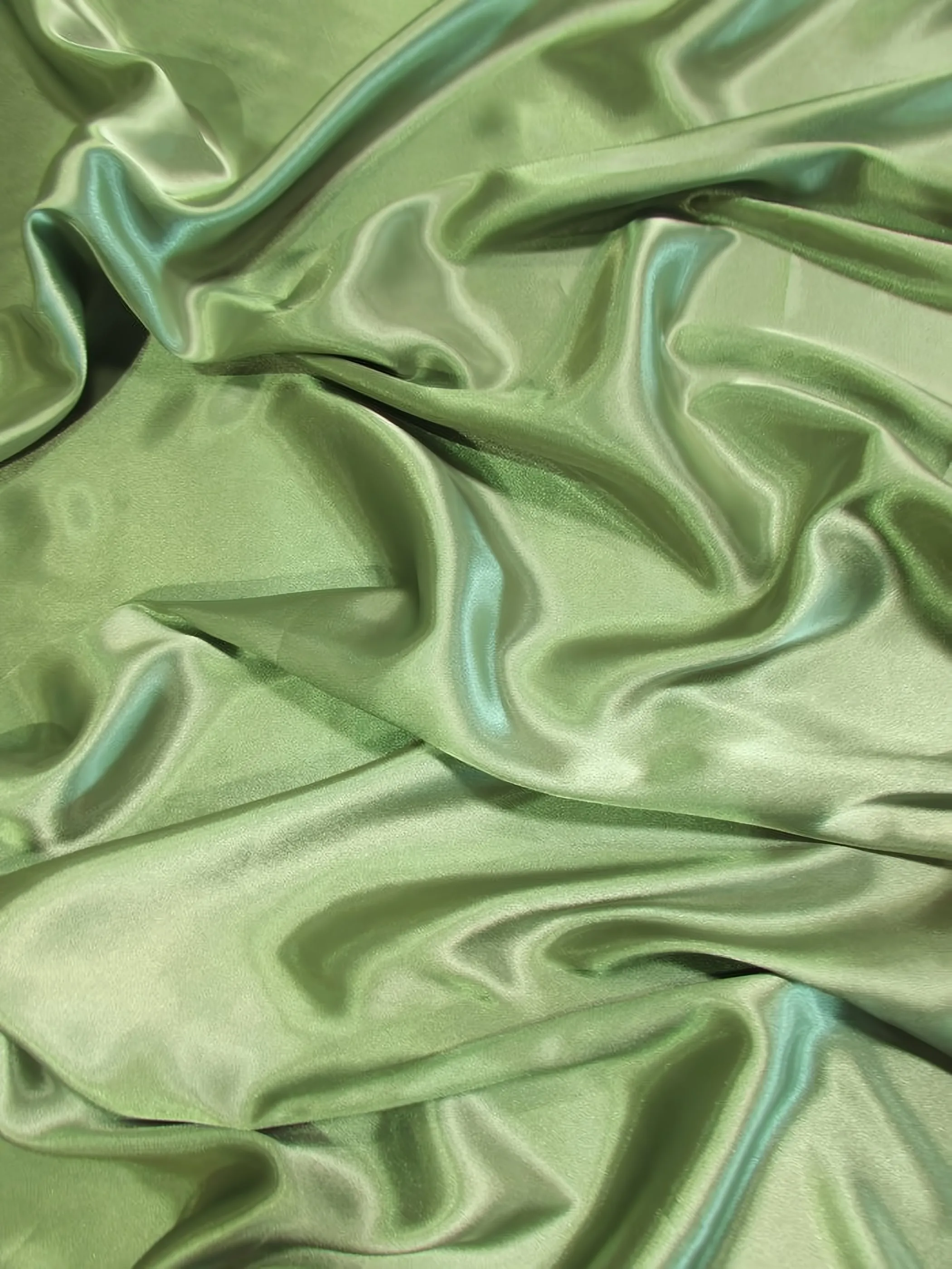 Solid Medium Weight Shiny Satin Fabric / Sage