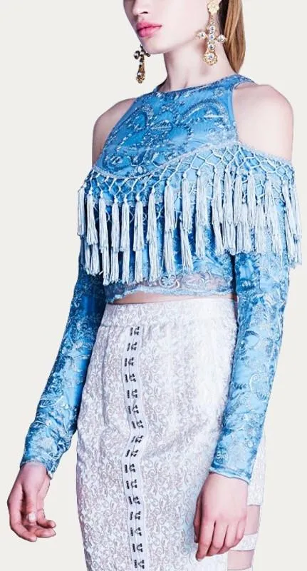 'Stella Symphony' Tassel Top in Blue