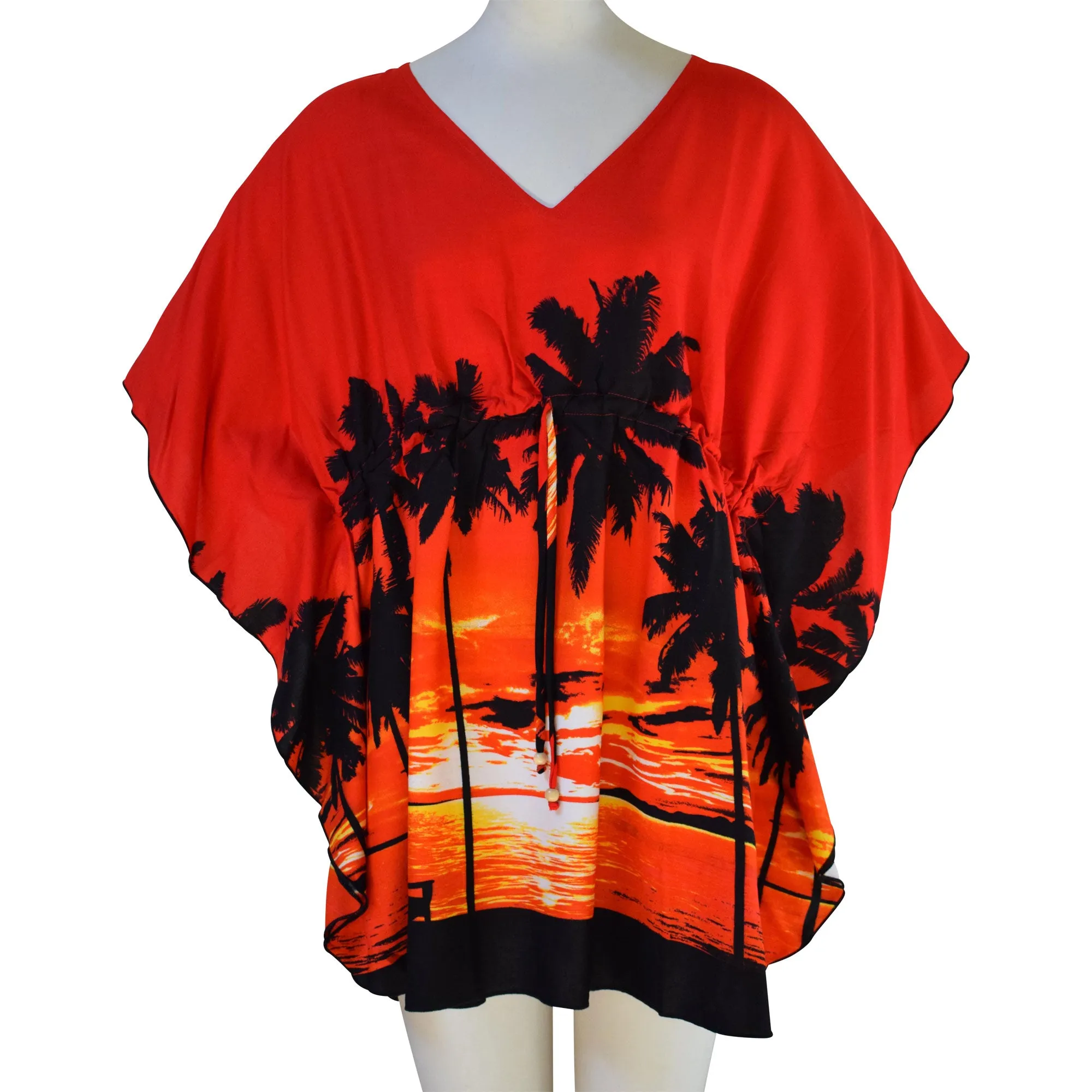 Sunset Women's V-neck Waist Strap Beach Cover-up