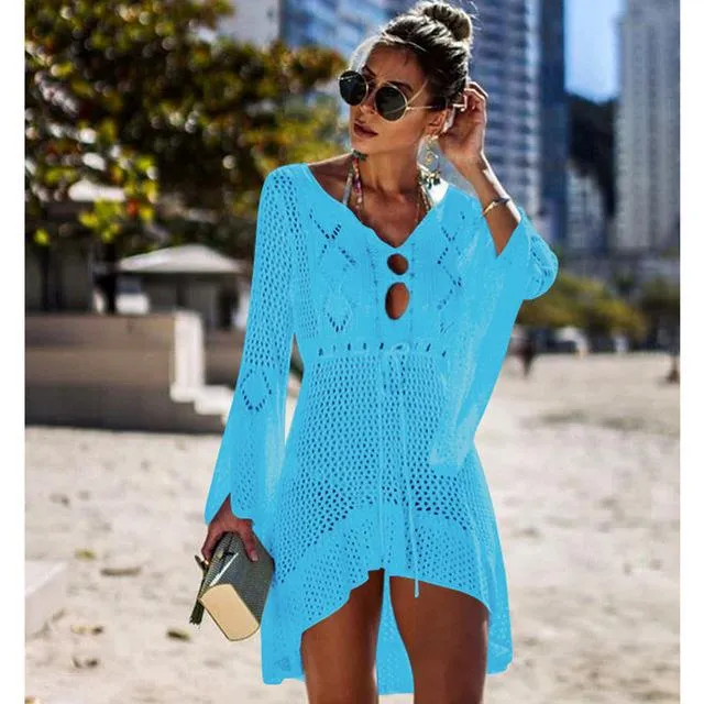 Women Knitted Beach Cover Up Bikini Swimsuit