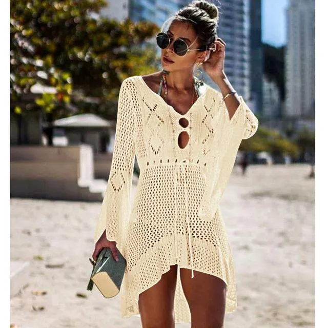 Women Knitted Beach Cover Up Bikini Swimsuit