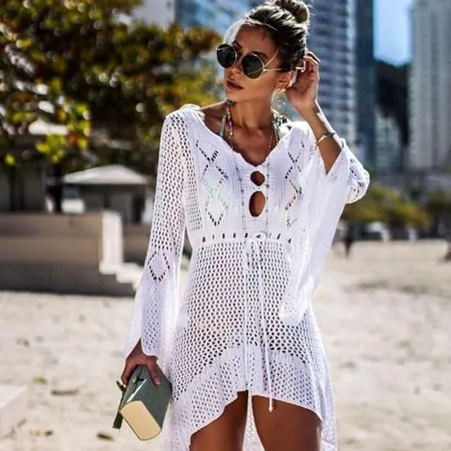 Women Knitted Beach Cover Up Bikini Swimsuit