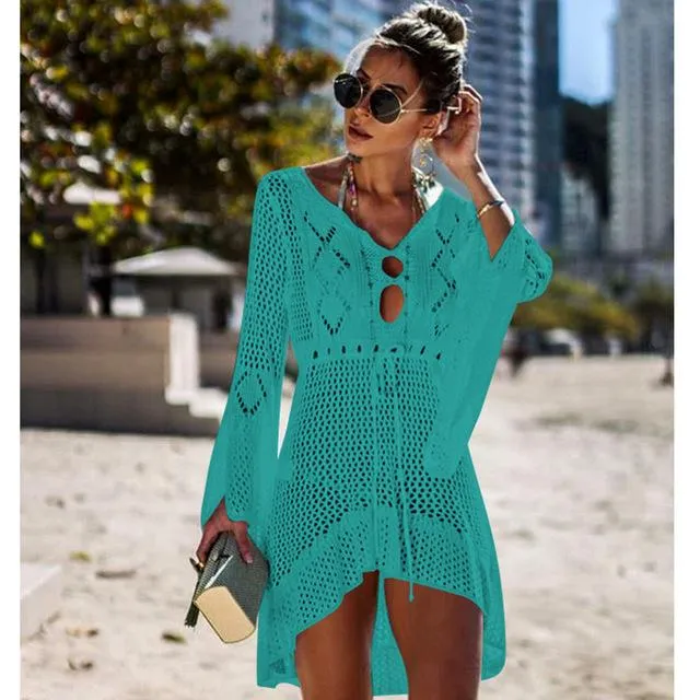 Women Knitted Beach Cover Up Bikini Swimsuit